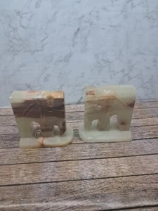 Onyx Marmor weiss 2 Buchstützen, Set Elefanten  - Bild 1 von 5