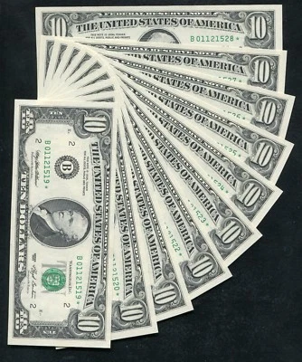 (10) CONSECUTIVE FR. 2030-B* 1993 $10 *STAR* FRN’S NEW YORK, NY GEM UNCIRCULATED - Image 1 of 2