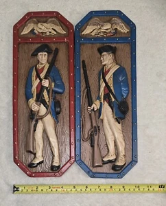 Vintage Ceramic Handpainted Soldier Wall Plaques Set Of 2 - Picture 1 of 6