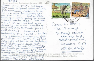 Замбия - открытка (слон) Commonweath конференции - 1979 доплата вопросы - Изображение 1 из 2