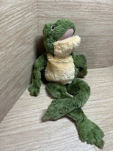 GANZ  FROG  Green Plush Stuffed Animal Cottage collectibles 1995 plastic pellets - Picture 1 of 12