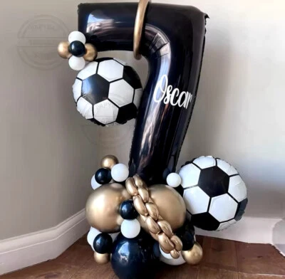 38pcs 30" Black Football Balloons Latex Set Party For Boys Birthday Decor UK - Image 1 of 4