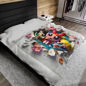 Cute Cartoon Velveteen Plush Blanket - Kids Room Decor, Anime Cartoon Bedset - Picture 1 of 16