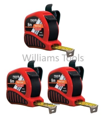 FISCO / HULTAFORS 3 x Fisco BrickMate Tape Measure 8m Brick Block Courses 25mm Blade Metric Build