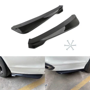 2x Car Universal Anti-Scratch Rear Bumper Lip Splitters Winglets Canards Black - Picture 1 of 8