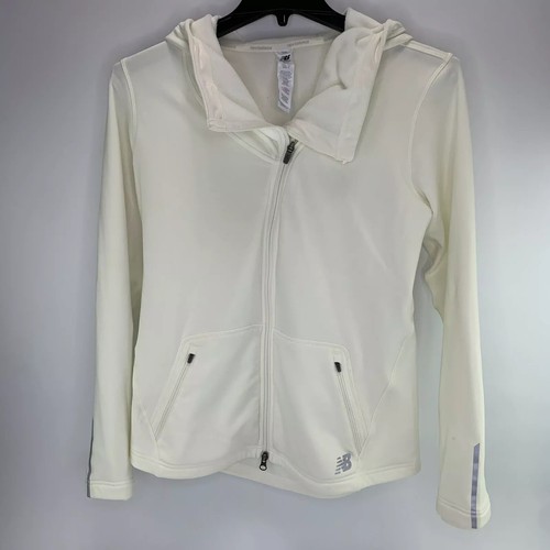 OFF WHITE Felpa con cappuccio New Balance NB Heat Relaxed full zip panna donna taglia large