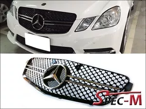 E63 Type Chrome Black Front Hood Grille Grill For W212 E250 E350 E550 Sedan 2011 - Foto 1 di 3
