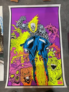 Vintage Marvel 1996 Ghost Rider Black Light Poster Funky Enterprises Rolled - Picture 1 of 4