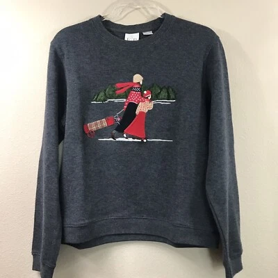 EP PRO Crew Neck Golf Sweater Womens M Gray Embroidered Winter Golf Applique - Image 1 of 4