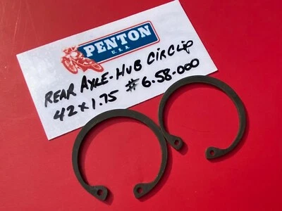 PENTON • NOS OEM 2pc Rear Hub CirClip Set C42x1.75 73 125 Six Day 175 Jackpiner - Image 1 of 2