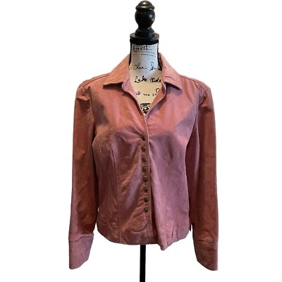 AMI A.M.I leather jacket blazer Pink Size Large Snap Button Workwear Barbie Moto - Image 1 of 4