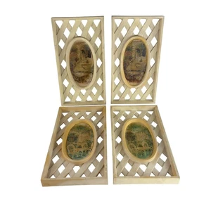 Vintage 1976 Burwood Garden Trellis Wall Plaques 2 Shabby Chic Frame Decor - Picture 1 of 18