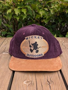 Vintage Disney Mickey Outdoor Cord Wildleder Druckknopflasche Kappe Mütze Hergestellt in den USA Wandern  - Bild 1 von 10