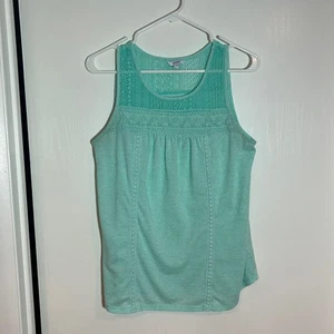 Sonoma Goods For Life ärmelloses Damen-Tanktop Medium türkis Spitzeneinsatz Shirt - Bild 1 von 5