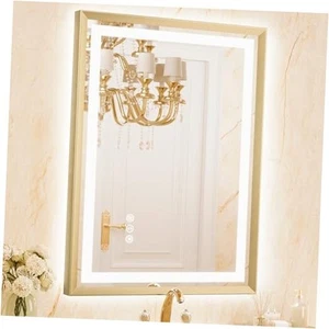 24x32 LED Badspiegel Metallrahmen Frontbeleuchtung & 32"L x 24"B Gebürstetes Gold - Bild 1 von 8
