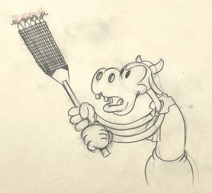 Clarabelle Cow Production Drawing Walt Disney 1934 Camping Out Cel Original Rare - Picture 1 of 3