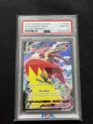2022 POKEMON SWORD & SHIELD SILVER TEMPEST #TG15 FULL ART/BLAZIKEN VMAX PSA 10 - Image 1 of 2