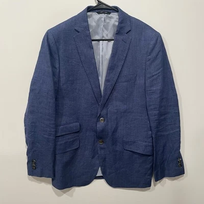 Banana Republic Modern Slim Fit Blue Linen Blazer Mens 40S Suit Jacket - Image 1 of 4