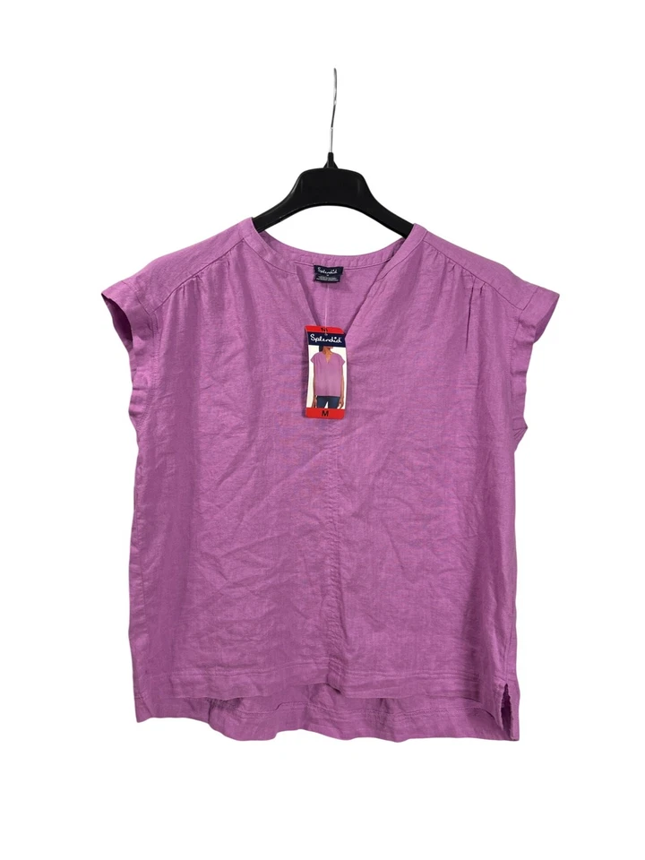Splendid Womens Linen Blend Purple Cap Sleeve Blouse Top Size M New - Image 1 of 4
