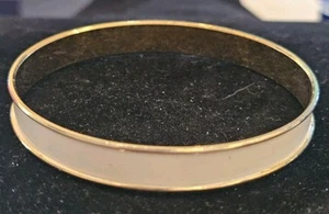 Silver Bangle Bracelet With White Enamel - Picture 1 of 2