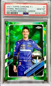 DANIEL RICCIARDO 2021 Topps Chrome F1 GREEN SAPPHIRE EDT #5 &/75 PSA 10 GM🟢⭐️🏁 - Picture 1 of 2