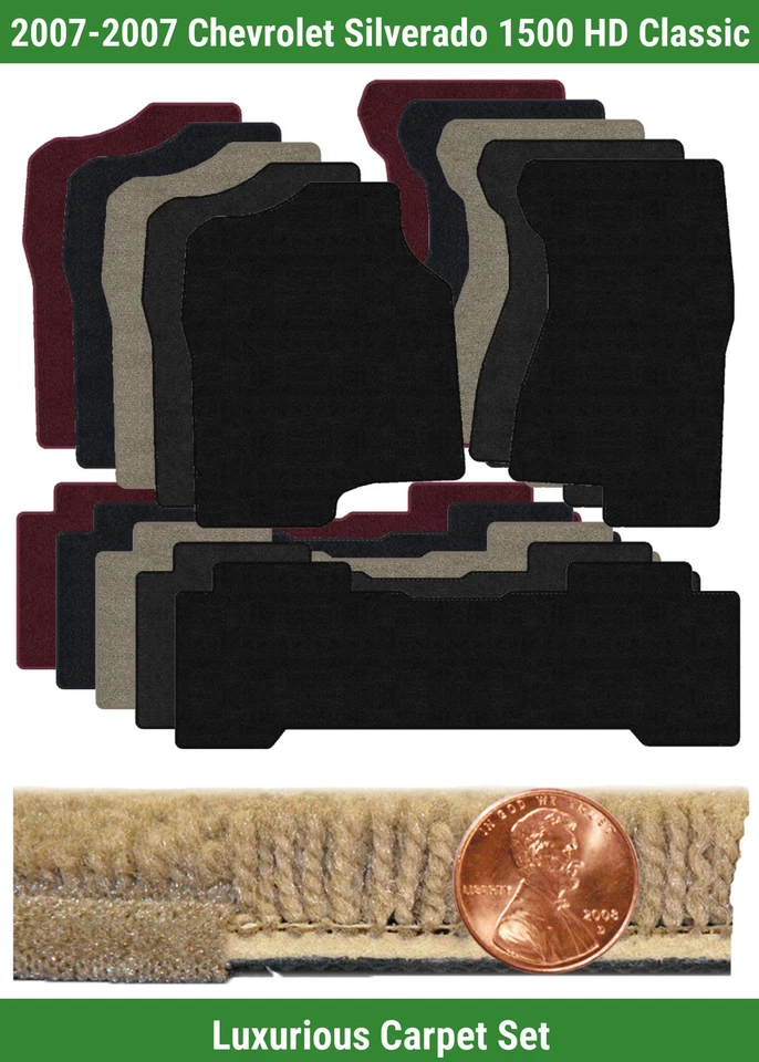 Conjunto de tapete de luxo personalizado para '07 Chevy Silverado 1500 HD Classic (3 peças) #A0H - Imagem 1 de 4
