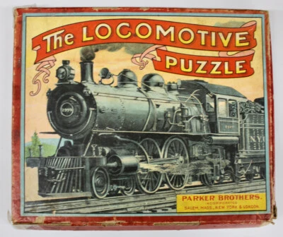 Rompecabezas original de principios de 1900 Parker Brothers The Locomotive completo con caja Foto 1 de 4