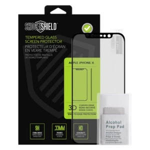 Shock Shield Curved Tempered Glass Screen Protector for iPhone X - Clear/Black - Picture 1 of 3
