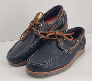 Scarpe da barca CallagHan uomo EU 40 UK 6,5 blu navy mocassini stringati in pelle - Foto 1 di 22