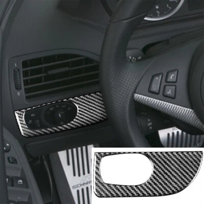 Interruptor de faros de fibra de carbono embellecedor interior para BMW 650i 645Ci E63 2004-10 tipo A Foto 1 de 4