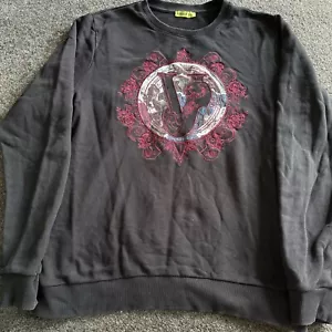 Mens Authentic Versace Jeans Black Embroidered Sweatshirt/Pullover ~ XL ~ - Picture 1 of 9