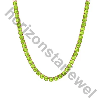 15.24 Ctw Lab Created Peridot 14K Rose Gold Plated Wedding 3mm Tennis Necklace - Image 1 of 4