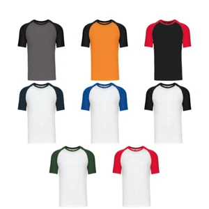 Kariban Baseball Contrast Men's T-Shirt (K330) - Adult Sports Crew Neck Tee - Picture 1 of 11
