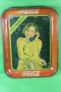 Bandeja para servir original 1930 Coca-Cola Girl "Meet Me at the Soda Fountain" - Imagen 1 de 5