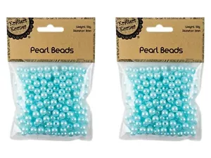 50g Pearl Beads Light Blue Imitation Pearl Necklace Bracelet Jewellery 8mm - Picture 1 of 2