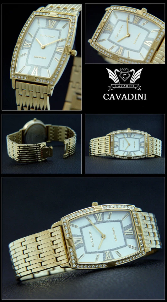 Klassisch elegante Herrenuhr CAVADINI, Edelstahl vergoldet, tonneau - Bild 1 von 1