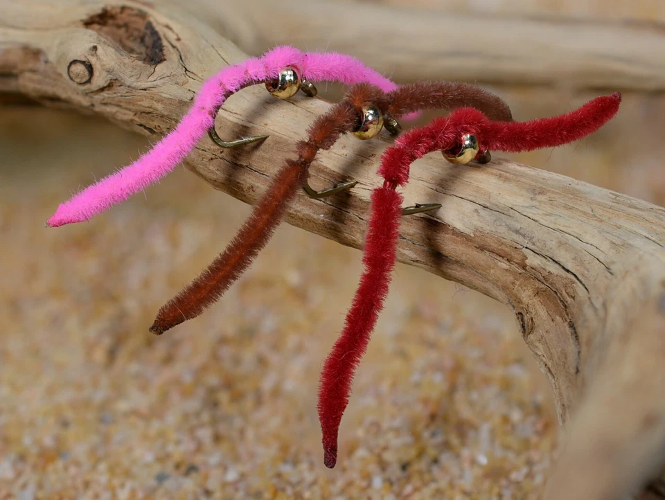 1 Doz Tungsten Bead San Juan Worm Nymph Fishing Flies - Mustad Signature Hook - Image 1 of 4