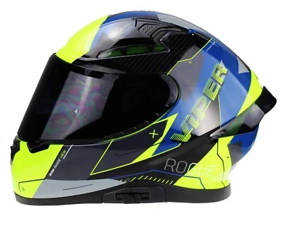 VIPER RS-V95 ПОЛНЫЙ ЛИЦО ACU ЗОЛОТОЙ ДВОЙНОЙ КОЗЫРЕК МОТОЦИКЛЕТНЫЙ ШЛЕМ ROGUE СИНИЙ ЖЕЛТЫЙ - Изображение 1 из 4