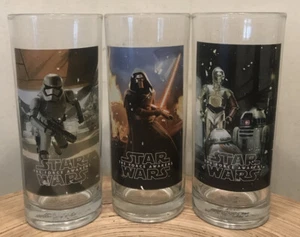 DISNEY STAR WARS THE FORCE AWAKENS SET OF THREE (3) 10 oz GLASSES / TUMBLERS - Picture 1 of 12