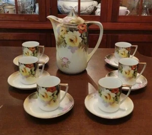 Vintage Noritake Porcelain Chocolate Coffee Espresso Demitasse Service for 6. ND - Picture 1 of 16