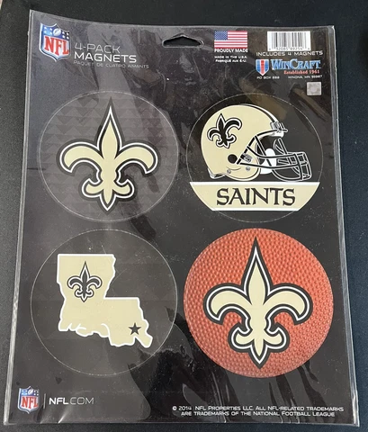 New Orleans Saints Circle Magnets Set of 4 Logo State Helmet NEW NFL Free Ship Cover