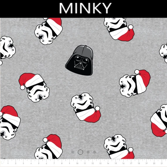 Шляпы Санта-Клауса из ткани Star Wars Vader/Troopers серая норковая замша 58 дюймов в ярдах - Изображение 1 из 1