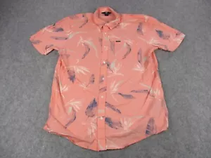 Volcom Shirt Mens Extra Large Pink Blue Hawaiian Feathers Skateboard Skater - Picture 1 of 10