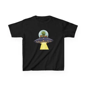 Kids Alien Spaceship Tee, Fun Space T-shirt, Cute UFO Shirt - Picture 1 of 31
