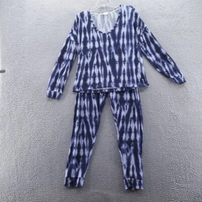 Conjunto de pijama tie dye grande azul blanco manga larga cuello redondo Lucky Brand para mujer Foto 1 de 4