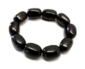 Schungit & Shungit Armband ca. 18 cm. Platten, 2 Gummizug / poliert - Bild 1 von 5