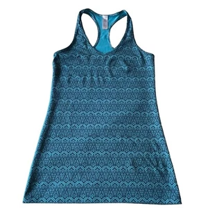 Ivivva Lululemon Girls Tank 14 Aqua Green Geo Print Racerback Top Seamless Logo - Picture 1 of 9