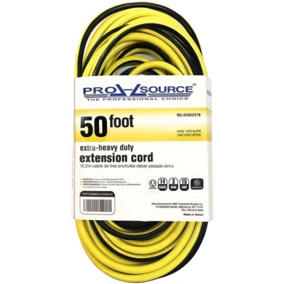 Cable de extensión exterior calibre 14 amarillo y negro de 50 pies PRO SOURCE resistente Foto 1 de 4