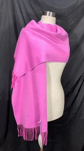 100% SCOT PURE CASHMERE HOT PINK/CREPE 2 TONE 67x14" SCARF/NECKERCHIEF FREE SHIP - Picture 1 of 24