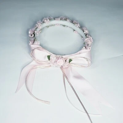 Diademas de flores para el cabello de dama de honor moño rubor rosa boda corona para el cabello con peine Foto 1 de 4